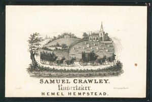 Samuel Crawley, begravningsentreprenör, byteskort av English School