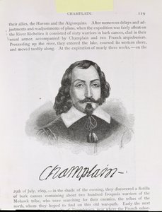 Samuel de Champlain (c.1567-1635) illustration från volym IV av "Narrative and Critical History of America", 1886 av English School