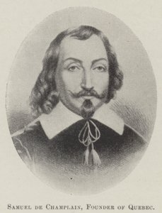 Samuel de Champlain, grundare av Quebec (litho) av English School
