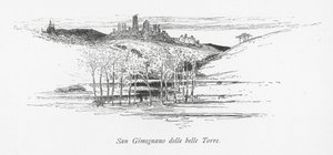 San Gimignano delle belle Torre (litografi) av English School