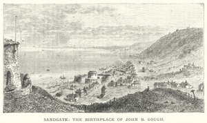 Sandgate, födelseplats för John B Gough (gravyr) av English School