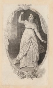 Sarah Siddons, skådespelerska, som Euphrasia (gravyr) av English School