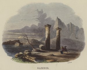 Sardis (färgad gravyr) av English School