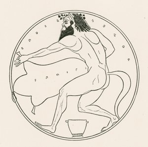 Satyr och vinskinn (gravyr) av English School