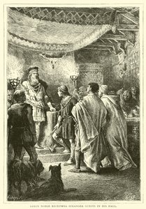 Saxon Noble tar emot främlingar i sin hall av English School