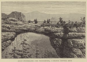 Saxon Switzerland, The Prebischthor, A Colossal Natural Arch (gravyr) av English School