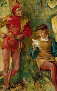 Scen ur Som ni vill ha det av William Shakespeare (färglitografi) av English School