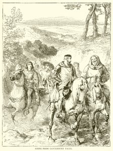 Scen från Canterbury Tales av English School