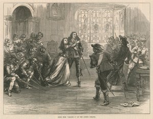 Scen från Charles I på Lyceum Theatre, London av English School