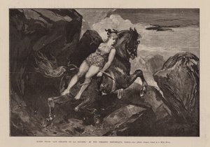 Scen ur "Lies Pirates De La Savane", på Theatre Historique, Paris, Leo, Mdlle Oceana, bunden till en vildhäst (gravyr) av English School