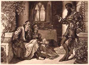 Scen från Othello, akt I, scen 3, av William Shakespeare (1564-1616) (gravyr) av English School