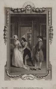 Scen från The History of Sir Charles Grandison, av Samuel Richardson av English School