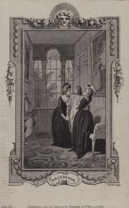 Scen från The History of Sir Charles Grandison, av Samuel Richardson av English School