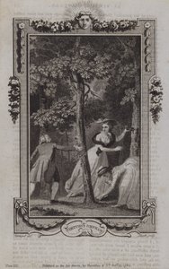 Scen från The Virtuous Orphan, av Mary Collyer av English School