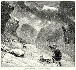 Scen i Grampians: Stormy (gravyr) av English School