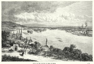 Scen på Donau i fredstid (gravyr) av English School