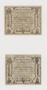Scientific Instrument Makers, Heath and Wing och dess efterträdare T Newman, trade cards av English School