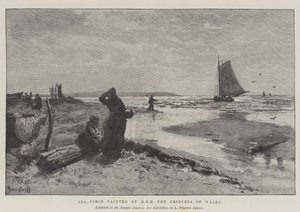 Sea-Piece målad av HRH prinsessan av Wales (gravyr) av English School