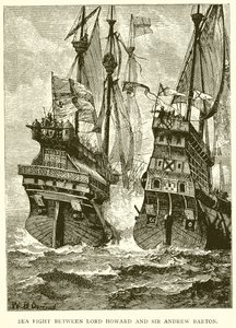 Sea Fight mellan Lord Howard och Sir Andrew Barton av English School