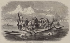 Sälfiske vid Kingigtorssuak, Grönland (gravyr) av English School