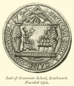Seal of Grammar School, Southwark, grundad 1562 av English School