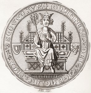 Sigill av John Balliol, c.? 1249 1314, aka, Toom Tabard, skotsk för "tom rock", kung av skotter. Från Iconographia Scotica eller Portraits of Illustrious Persons of Scotland, publicerad 1797. av English School