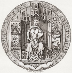 Sigill av Robert Stewart, hertig av Albany, ca. 1340 1420. Medlem av det skotska kungahuset, regent, guvernör i Skottland, Hertig av Albany, Earl of Fife & Menteith. Från Iconographia Scotica eller Portraits of Illustrious Persons of Scotland, publicerad 1 av English School
