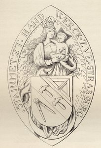 Frimurarnas sigill i Strasbourg, 1524, från "The History of Freemasonry, volume II", utgiven av Thomas C. Jack, London, 1883. av English School