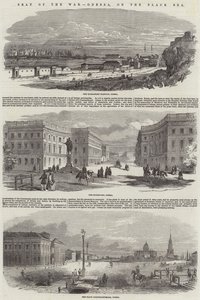 Krigets säte, Odessa, vid Svarta havet (gravyr) av English School