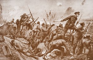 Sekundlöjtnant G.H. Woolley i försvaret av Hill 60 med sina män av English School