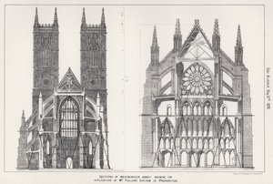 Sektioner av Westminster Abbey, som visar tillämpningen av Mr Pullan