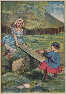 See-Saw, Margery Daw (färglitografi) av English School