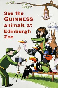 Se Guinness-djuren på Edinburgh Zoo, ca 1938 (litografi i färger) av English School