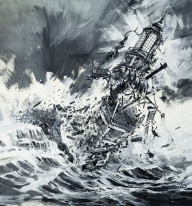 Sentinels of the Ocean (förstörelse av Pharos fyr) av English School