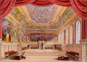 Scenografi för The Merchant of Venice av William Shakespeare, 1858 (wc på papper) av English School