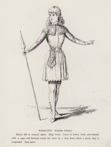 Shakespeares As You Like It: Rosalind, Forest Dress (litho) av English School