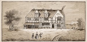 Shakespeares hus, Stratford-Upon-Avon (sepiafoto) av English School