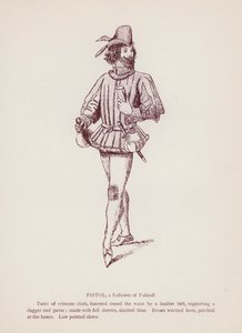 Shakespeares The Merry Wives of Windsor: Pistol, a Follower of Falstaff (litho) av English School