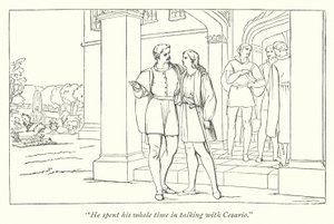 Shakespeares tolfte natt; Orsino skickar Viola till Olivia (gravyr) av English School