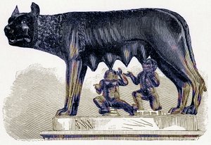 She-wolf of the Capitol, illustration från History of Rome av Victor Duruy, publicerad 1884 (digitalt förbättrad bild) av English School
