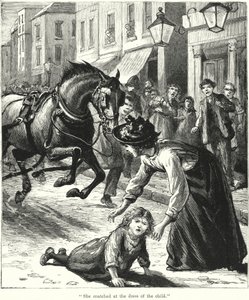 "Hon ryckte till sig barnets klänning" (gravyr) av English School
