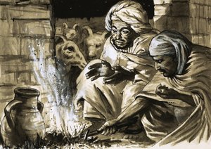 Herdar från Betlehem kurar över eld av English School