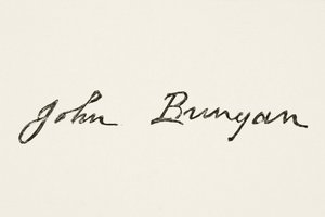 Signatur av John Bunyan, från The National and Domestic History of England av William Hickman Smith Aubrey (1858-1916) publicerad London, ca 1890 av English School