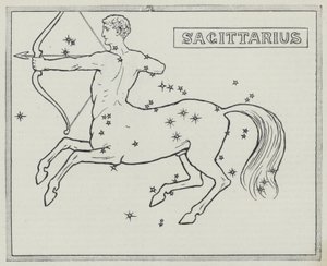 Zodiakens tecken: Skytten (gravyr) av English School