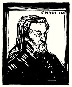 Siluettporträtt, Geoffrey Chaucer (litografi) av English School