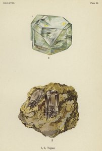 Silikater, topas (färg litho) av English School