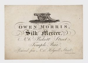 Silk Mercer, Owen Morris, handelskort av English School