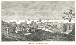 Singapore, med utsikt mot havet (gravyr) av English School
