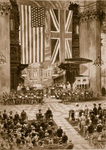 Sjunger den amerikanska nationalsången i St. Pauls Cathedral, 20 april 1917, 1914-19 av English School