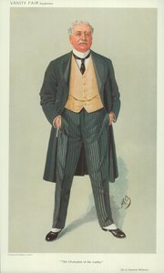 Sir A Osmond Williams, The Champion of the Ladies, 1 december 1909, Vanity Fair-tecknad film av English School